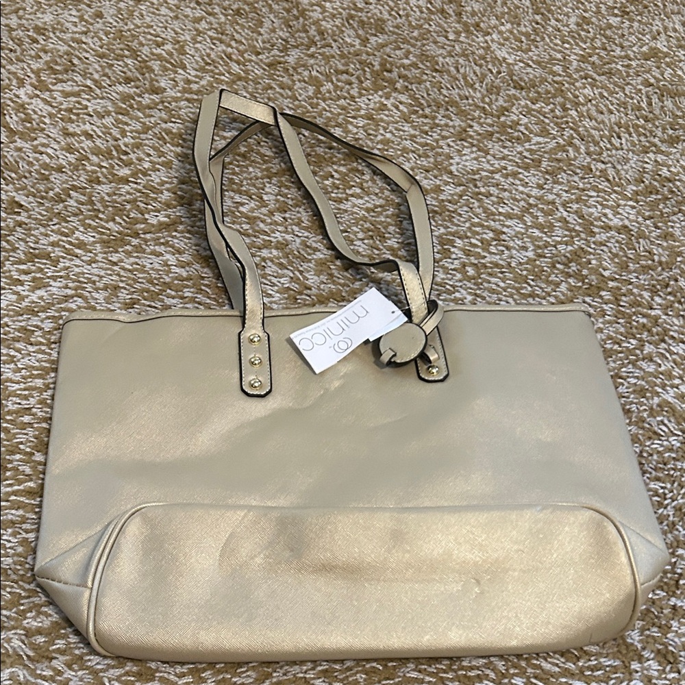Minicci Cream and Gold Tote Bag